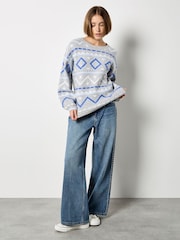 Apricot Blue Diamond & Chevron Jumper - Image 3 of 4