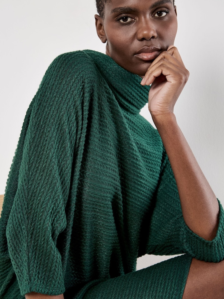 Apricot Green Cable Soft Touch Mock Neck Dress - Image 5 of 5 Apricot Green Cable Soft Touch Mock Neck Dress - Image 5 of 5