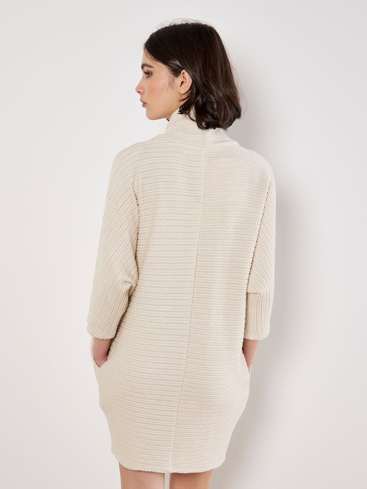 Apricot Natural Cable Soft Touch Mock Neck Dress - Image 4 of 4 Apricot Natural Cable Soft Touch Mock Neck Dress - Image 4 of 4