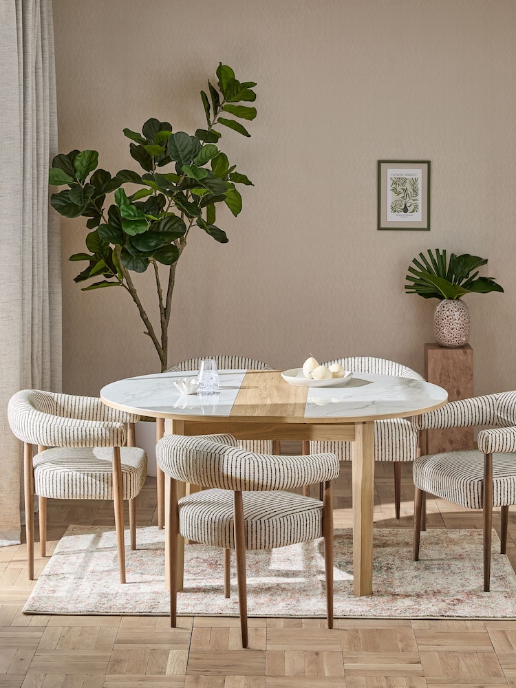 Ceramic and Oak Effect Hayford 4 to 6 Seater Extending Dining Table - Image 1 of 10 Ceramic and Oak Effect Hayford 4 to 6 Seater Extending Dining Table - Image 1 of 10