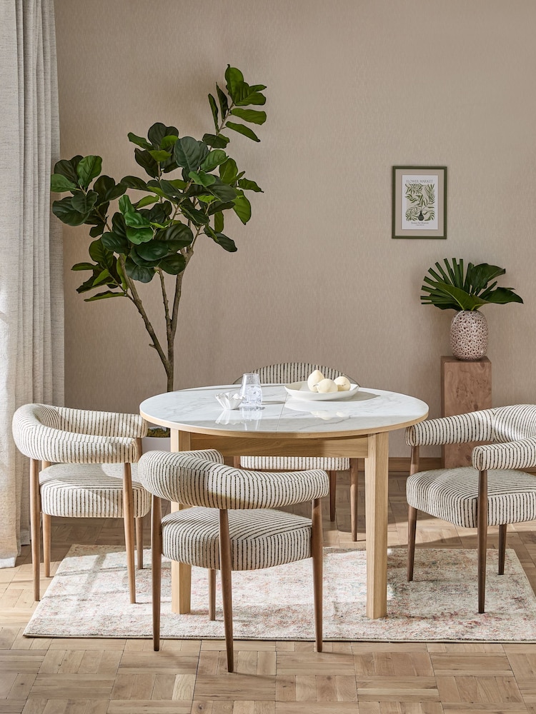 Ceramic and Oak Effect Hayford 4 to 6 Seater Extending Dining Table - Image 2 of 10 Ceramic and Oak Effect Hayford 4 to 6 Seater Extending Dining Table - Image 2 of 10