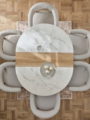 Ceramic and Oak Effect Hayford 4 to 6 Seater Extending Dining Table - Image 3 of 10