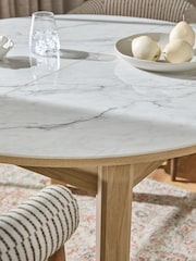 Ceramic and Oak Effect Hayford 4 to 6 Seater Extending Dining Table - Image 6 of 10