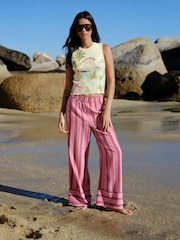 Yellow Multi Scenic Graphic Printed Ribbed Vest Top - Image 2 of 7