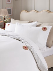 White Crochet Biscuits Cotton Duvet Cover and Pillocase Set - Image 2 of 3