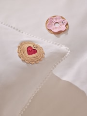White Crochet Biscuits Cotton Duvet Cover and Pillowcase Set - Image 6 of 9