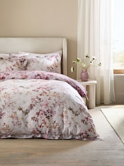 Pink Autumn Leaf Duvet Cover and Pillowcase Set - Image 1 of 7