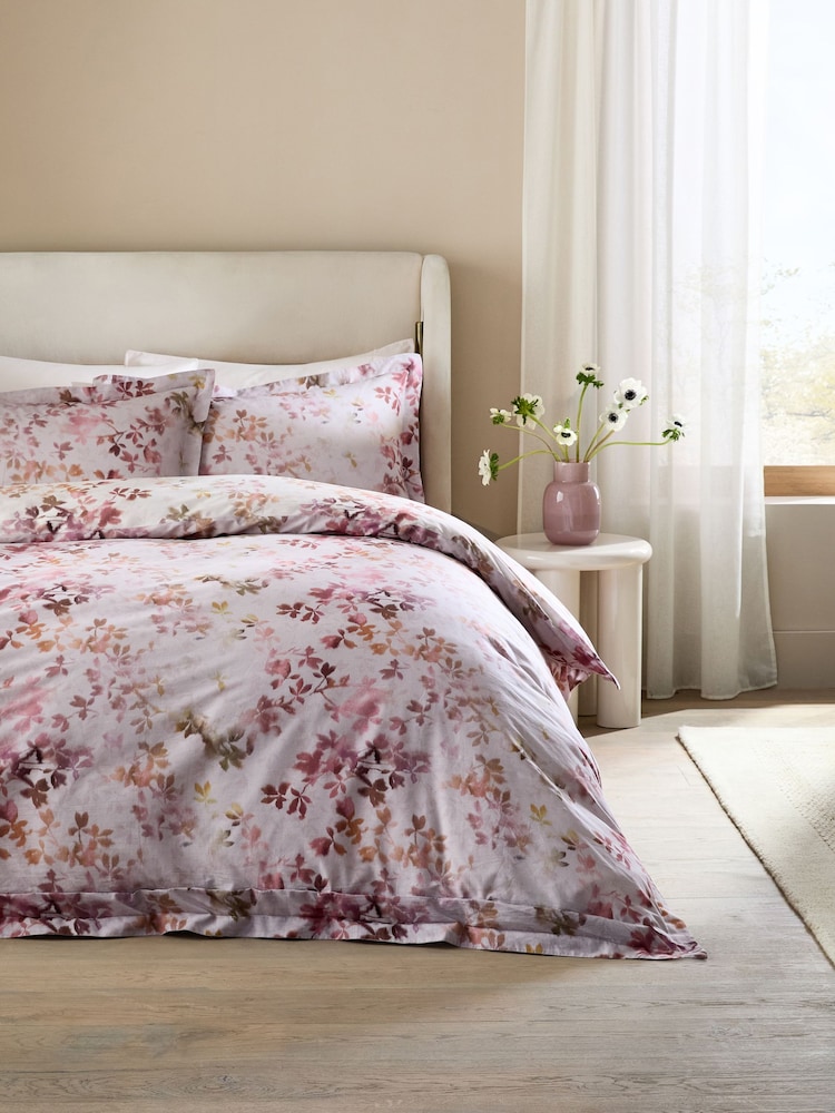 Pink Autumn Leaf Duvet Cover and Pillowcase Set - Image 2 of 7