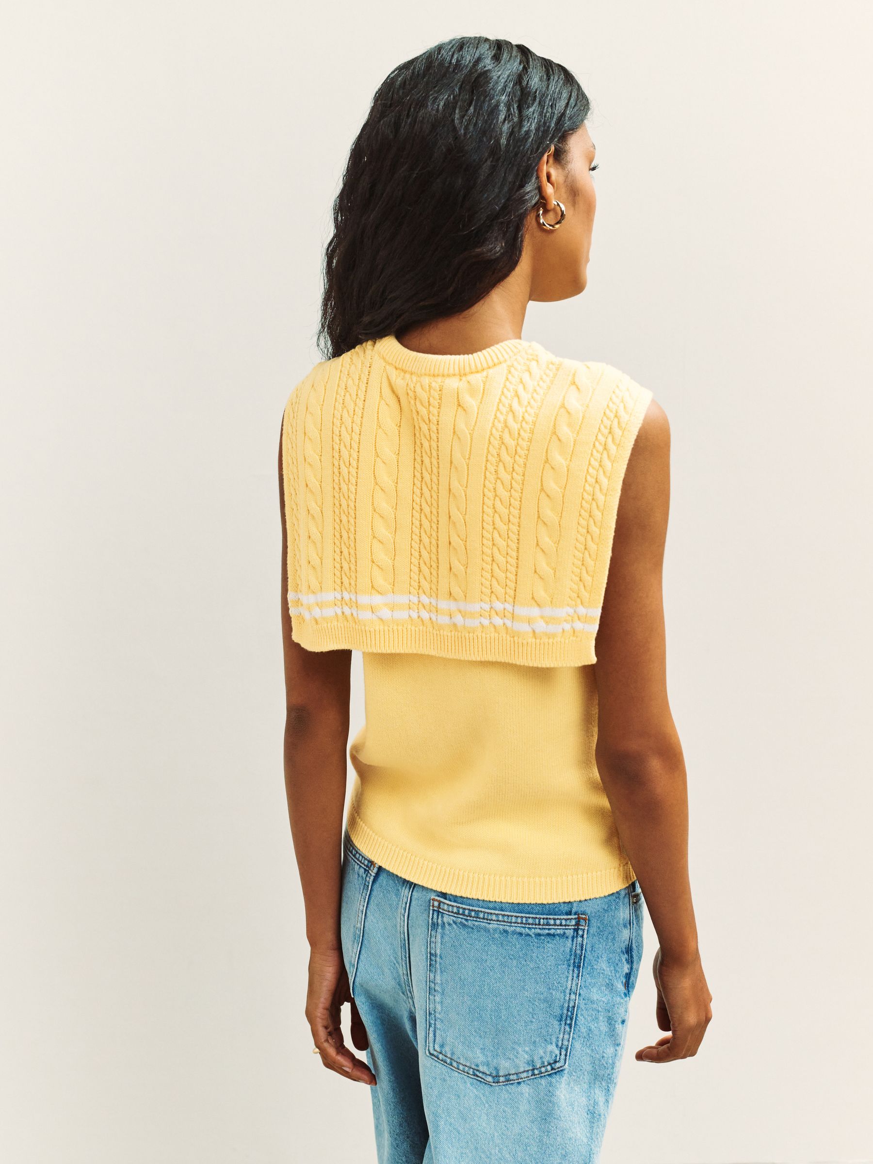 Buy Butter Yellow Cotton Scarf Layer Sleeveless Jumper from Next USA