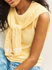 Yellow Tipped Cotton Scarf Layer Sleeveless Jumper - Image 4 of 8