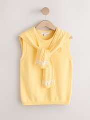 Yellow Tipped Cotton Scarf Layer Sleeveless Jumper - Image 5 of 8