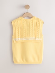 Yellow Tipped Cotton Scarf Layer Sleeveless Jumper - Image 6 of 8