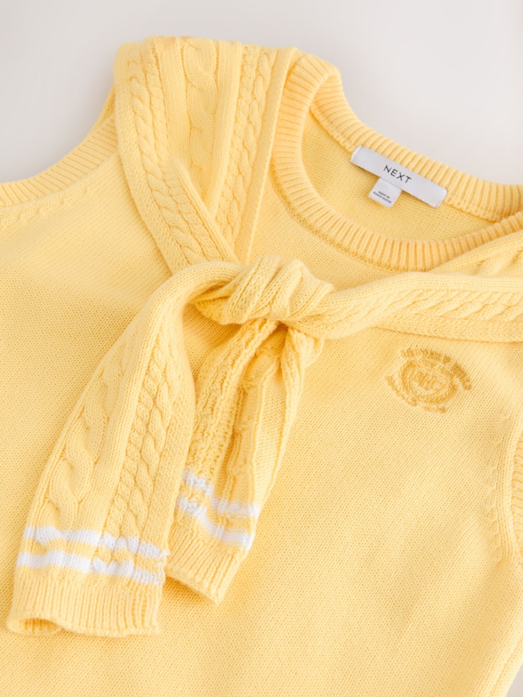 Yellow Tipped Cotton Scarf Layer Sleeveless Jumper - Image 8 of 8 Yellow Tipped Cotton Scarf Layer Sleeveless Jumper - Image 8 of 8