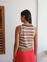 Верблюжа смуга - Smart Knit Sleeveless Polo Top - Image 4 of 7