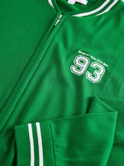 Apple Green Cotton Rich Soft Touch Embroidered Zip Up Bomber Cardigan - Image 3 of 8