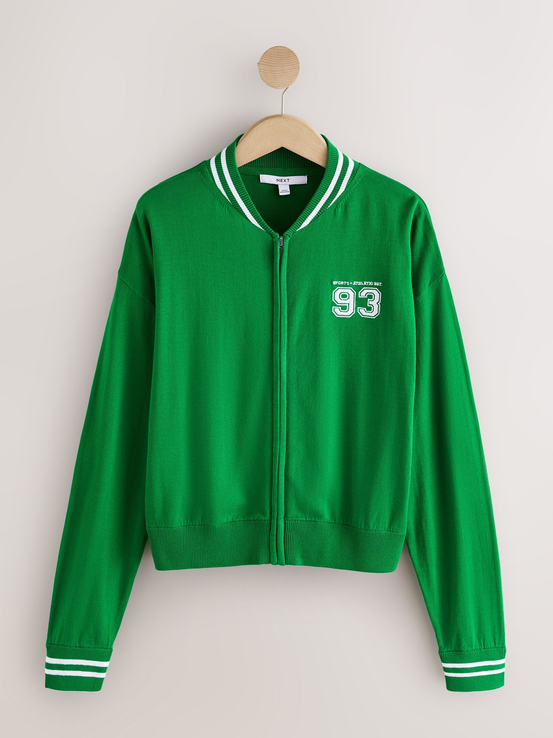 Buy Apple Green - Cotton Rich Soft Touch Embroidered Zip Up Bomber