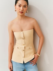 Galben - Smart Knit Peplum Bandeau Top - Imaginea 1 din 7