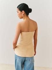 Galben - Smart Knit Peplum Bandeau Top - Imaginea 3 din 7