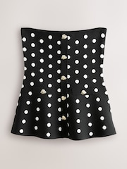 කළු/සුදු පොල්කා තිත - Smart Knit Peplum Bandeau Top - 7න් 5 වන රූපය