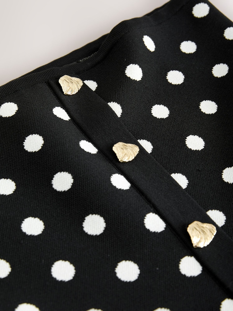 කළු/සුදු පොල්කා තිත - Smart Knit Peplum Bandeau Top - 7න් 7 වන රූපය