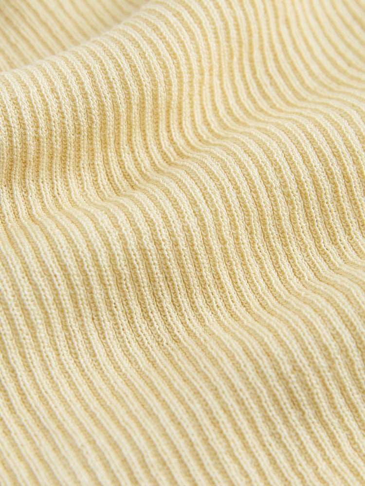 Butter Yellow/Ecru Ribbed Layer Button Up V-Neck Cardigan - Image 7 of 7