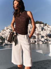 Chocolate Brown Crochet Knit Floral Tank - Image 1 of 4