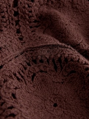 Chocolate Brown Crochet Knit Floral Tank - Image 4 of 4