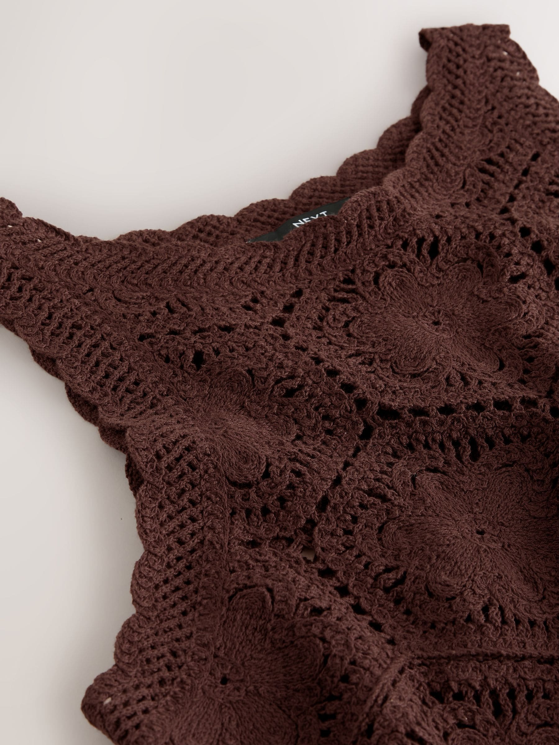 Buy Chocolate Brown Crochet Knit Floral Tank from Next USA