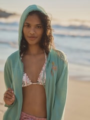 أخضر نعناعي - كارديجان خفيف الوزن بسحاب أمامي، هودي، مصنوع من نسيج محبوك شفاف. - صورة 4 من 8