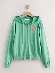 أخضر نعناعي - كارديجان خفيف الوزن بسحاب أمامي، هودي، مصنوع من نسيج محبوك شفاف. - صورة 6 من 8