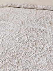 Natural Floral Jacquard Textured Duvet Cover and Pillowcase Set - Image 4 of 4