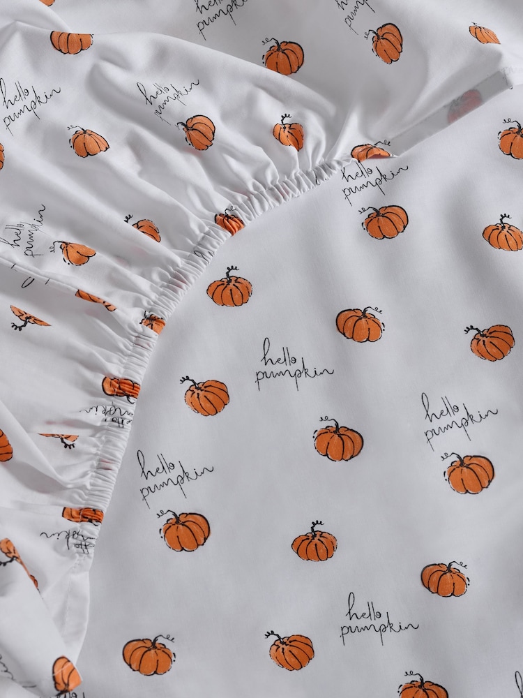 White Pumpkin Fitted Sheet and Pillowcase Set - Image 2 of 2 White Pumpkin Fitted Sheet and Pillowcase Set - Image 2 of 2