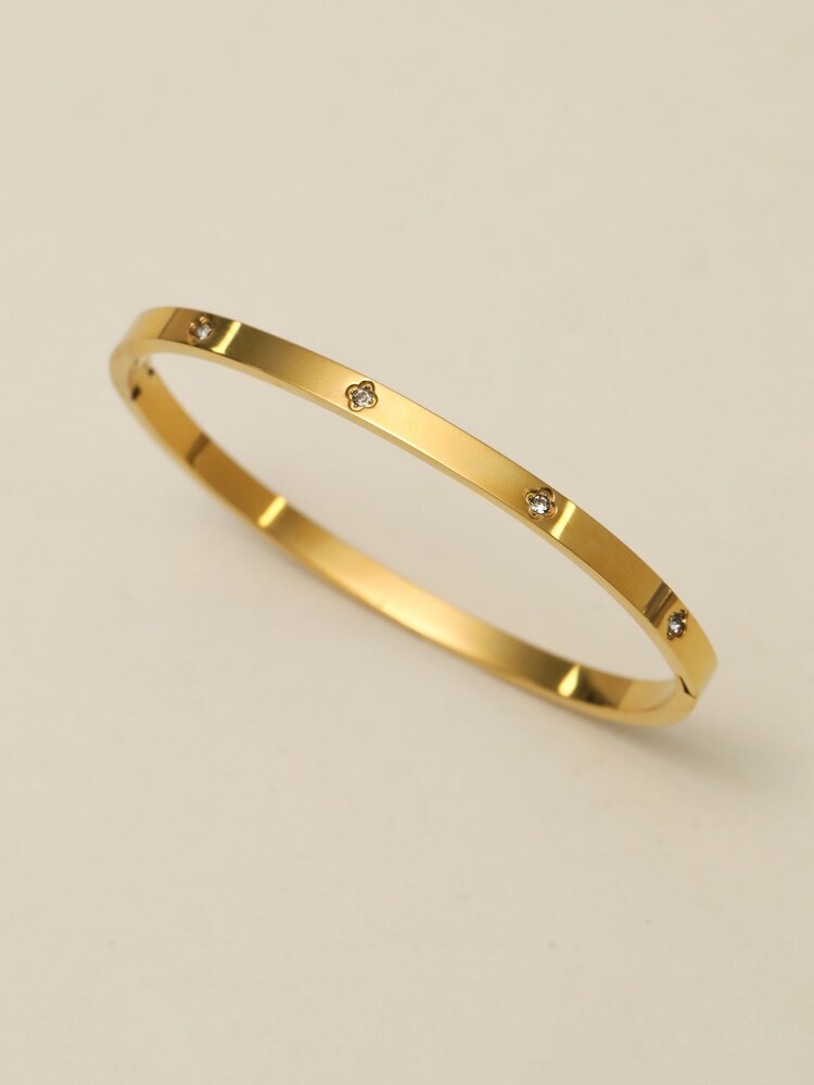 Jon Richard Gold Plated Waterproof Clover Bangle - Image 2 of 3 Jon Richard Gold Plated Waterproof Clover Bangle - Image 2 of 3