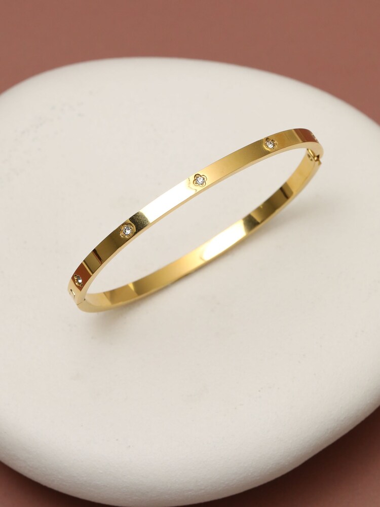 Jon Richard Gold Plated Waterproof Clover Bangle - Image 3 of 3 Jon Richard Gold Plated Waterproof Clover Bangle - Image 3 of 3