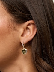 Jon Richard Gold Heart Birthstone Huggie Earrings - August - Image 2 of 3