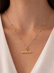 Gold - Jon Richard Edelstahl T-Bar-Halskette, wasserdicht - Bild 2 von 2