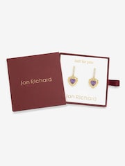 Jon Richard Real Gold Plated Earrings Purple - February 14Ct Real Gold Plated Heart Birthstone Huggie Earrings - Image 2 of 2