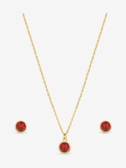 Jon Richard Real Gold Plated Bezel Set Dark Red - July 14Ct Real Gold Plated Birthstone Bezel Set - Image 2 of 2