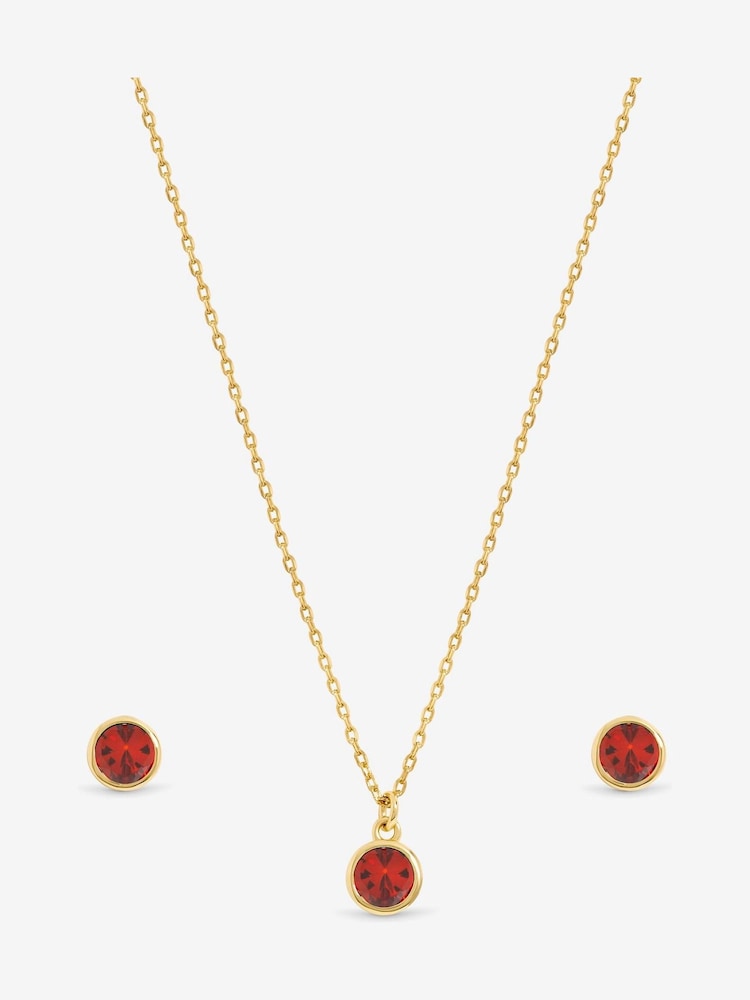 Jon Richard Real Gold Plated Bezel Set Dark Red - July 14Ct Real Gold Plated Birthstone Bezel Set - Image 2 of 2
