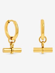 Jon Richard Jon Richard Gold Plated Waterproof T-Bar Huggie Hoop Earrings - Imagen 1 de 1