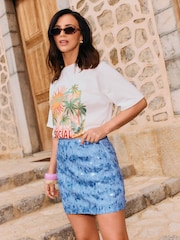 Friends Like These Blue Sequin Mini Skirt - Image 1 of 6