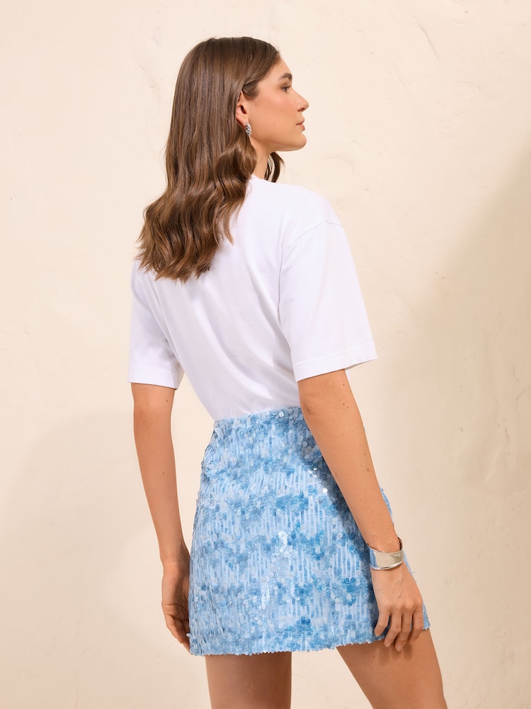 Friends Like These Blue Sequin Mini Skirt - Image 6 of 6