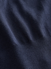 Navy Blue Soft Touch Cotton Rich Short Sleeve Frill Polo Shirt - Image 6 of 6