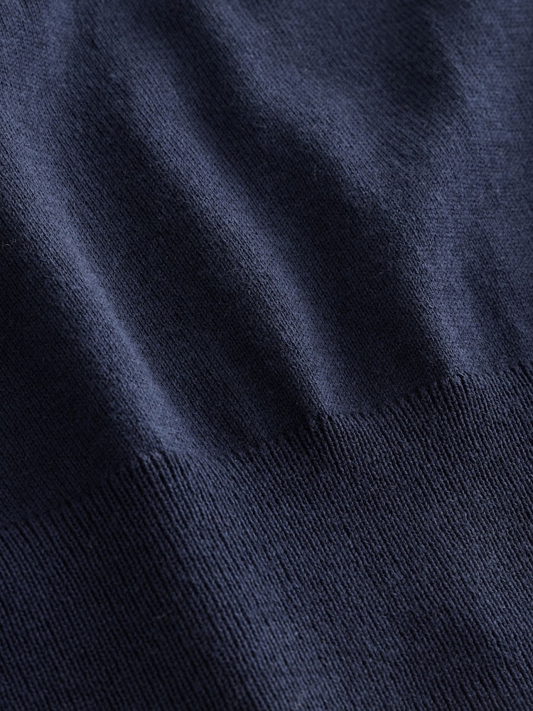 Navy Blue Soft Touch Cotton Rich Short Sleeve Frill Polo Shirt - Image 7 of 7 Navy Blue Soft Touch Cotton Rich Short Sleeve Frill Polo Shirt - Image 7 of 7