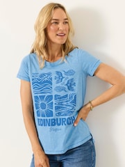 Blue Edinburgh - FatFace Land Tee - Imagen 1 de 5