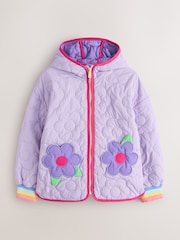 Little Bird by Jools Oliver Lilac Purple Flower Quilted Jacket - Image 1 of 6
