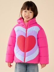 Little Bird by Jools Oliver Rainbow Heart Showerproof Padded Coat - Image 1 of 11