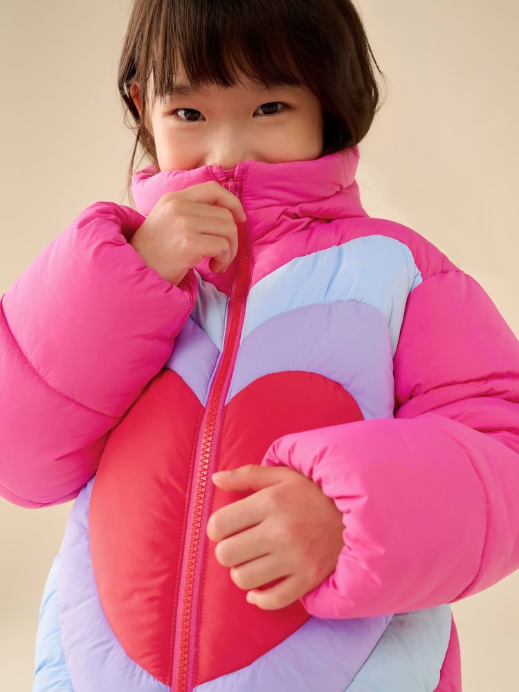 Little Bird by Jools Oliver Rainbow Heart Showerproof Padded Coat - Image 2 of 11