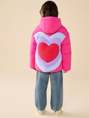 Little Bird by Jools Oliver Rainbow Heart Showerproof Padded Coat - Image 4 of 11