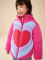 Little Bird by Jools Oliver Rainbow Heart Showerproof Padded Coat - Image 5 of 11